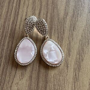 Pink Teardrop Earrings with Rhinestones